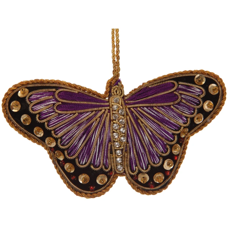 Purple Satin Butterfly with Sequins